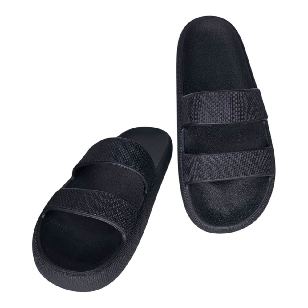 Pink Victoria's Secret Double Strap Pillow Slides Pure Black Size L 9-10